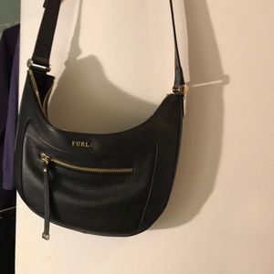 Small black leather shoulder bag